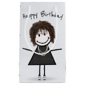 Birthday Stick Figuur Girl in Sneakers Klein Cadeauzakje (Voorkant)
