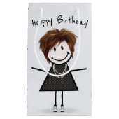 Birthday Stick Figuur Girl in Sneakers Klein Cadeauzakje (Voorkant)