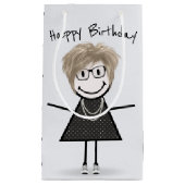 Birthday Stick Figuur Girl in Sneakers Klein Cadeauzakje (Voorkant)