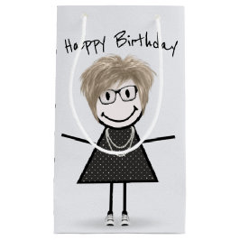Birthday Stick Figuur Girl in Sneakers Klein Cadeauzakje