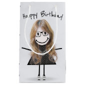 Birthday Stick Figuur Girl in Sneakers Klein Cadeauzakje (Voorkant)