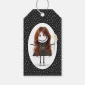 Birthday Stick Figuur Girl met Daisies Cadeaulabel (Voorkant)