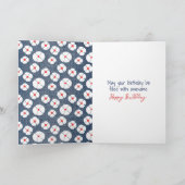 Birthday Stick Figuur Girl met Daisies Kaart (Binnen)