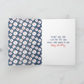 Birthday Stick Figuur Girl met Daisies Kaart (Binnen)