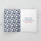 Birthday Stick Figuur Girl met Daisies Kaart (Binnen)