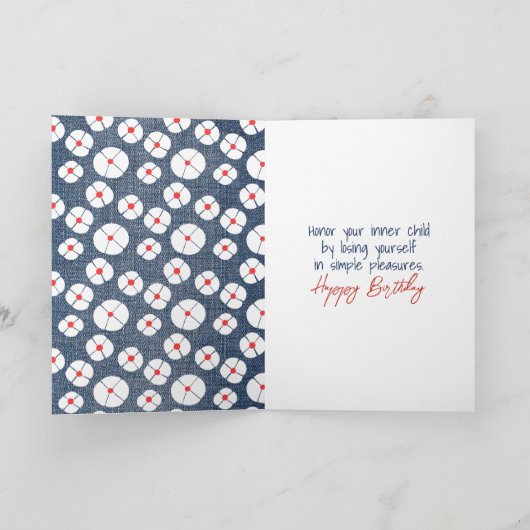 Birthday Stick Figuur Girl met Daisies Kaart (Binnen)