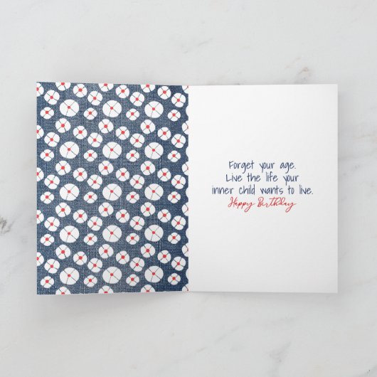 Birthday Stick Figuur Girl met Daisies Kaart (Binnen)