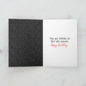 Birthday Stick Figuur Girl met Daisies Kaart (Binnen)