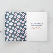 Birthday Stick Figuur Girl met Daisies Kaart (Binnen)