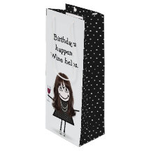 Birthday Stick Figuur Girl met Red Wine Glass