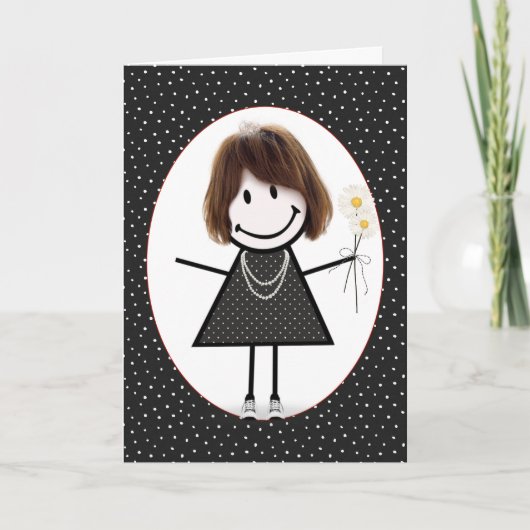 Birthday Stick Figuur Girl voor Vriend Kaart (Voorkant)