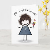 Birthday Stick Girl met Cocktail Kaart (Gele Bloem)