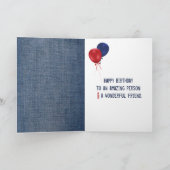 Birthday Stick Girl met Daisies Kaart (Binnen)