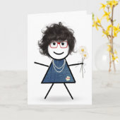 Birthday Stick Girl met Daisies Kaart (Gele Bloem)