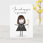 Birthday Stick Girl met Daisy Bouquet Kaart (Gele Bloem)