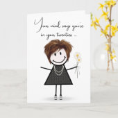 Birthday Stick Girl met Daisy Bouquet Kaart (Gele Bloem)