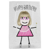 Birthday Stick Girl met Daisy Medium Cadeauzakje (Voorkant)
