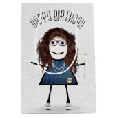 Birthday Stick Girl met Daisy Medium Cadeauzakje (Voorkant)