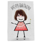 Birthday Stick Girl met Daisy Medium Cadeauzakje (Voorkant)