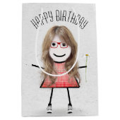 Birthday Stick Girl met Daisy Medium Cadeauzakje (Voorkant)