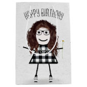 Birthday Stick Girl met Daisy Medium Cadeauzakje (Voorkant)