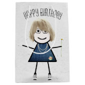 Birthday Stick Girl met Daisy Medium Cadeauzakje (Voorkant)