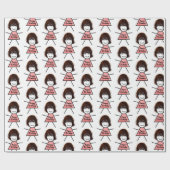 Birthday Stick Girl met Gingham Dress Cadeaupapier (Vlak)