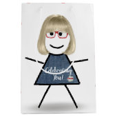 Birthday Stick Girl met Hair Medium Cadeauzakje (Voorkant)