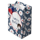 Birthday Stick Girl met Hair Medium Cadeauzakje (Voorkant Gekanteld)