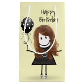 Birthday Stick Girl met Polka Dot Balloon Klein Cadeauzakje (Voorkant)