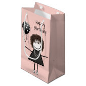 Birthday Stick Girl met Polka Dot Balloon Klein Cadeauzakje (Voorkant Gekanteld)