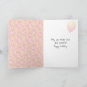 Birthday Stick Girl met rode wijn Kaart (Binnen)