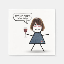 Birthday Stick Girl met rode wijn Servet