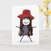 Birthday Stick Girl met rood Pet Kaart (Gele Bloem)