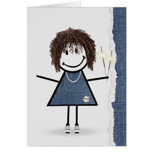 Birthday Stick Girl met Sparklers (Voorkant)