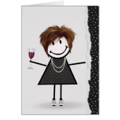 Birthday Stick Girl met wijn en Sneakers (Voorkant)