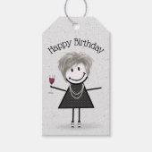 Birthday Stick Girl met wijn en Sneakers Cadeaulabel (Voorkant)