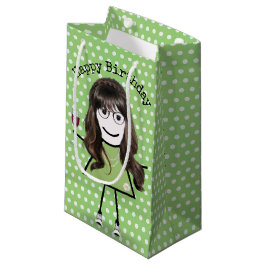 Birthday Stick Girl met wijnglas Klein Cadeauzakje