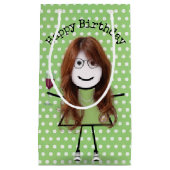 Birthday Stick Girl met wijnglas Klein Cadeauzakje (Voorkant)