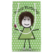 Birthday Stick Girl met wijnglas Klein Cadeauzakje (Voorkant)