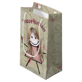 Birthday Stick Girl on met rode wijn Klein Cadeauzakje