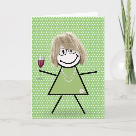 Birthday stick Girl op poka dots Kaart (Voorkant)