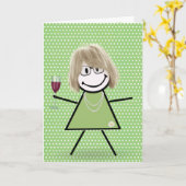 Birthday stick Girl op poka dots Kaart (Gele Bloem)