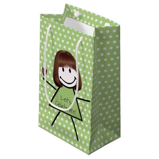Birthday stick Girl op poka dots Klein Cadeauzakje (Voorkant Gekanteld)
