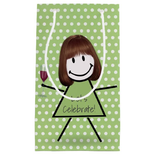 Birthday stick Girl op poka dots Klein Cadeauzakje (Voorkant)