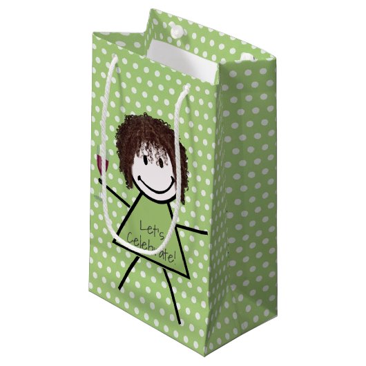 Birthday stick Girl op poka dots Klein Cadeauzakje (Voorkant Gekanteld)