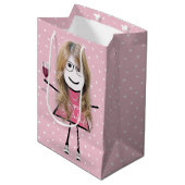 Birthday stick Girl op poka dots Medium Cadeauzakje (Voorkant Gekanteld)