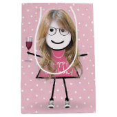 Birthday stick Girl op poka dots Medium Cadeauzakje (Voorkant)