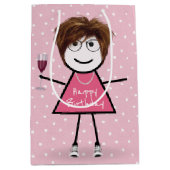 Birthday stick Girl op poka dots Medium Cadeauzakje (Voorkant)