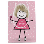 Birthday stick Girl op poka dots Medium Cadeauzakje (Voorkant)
